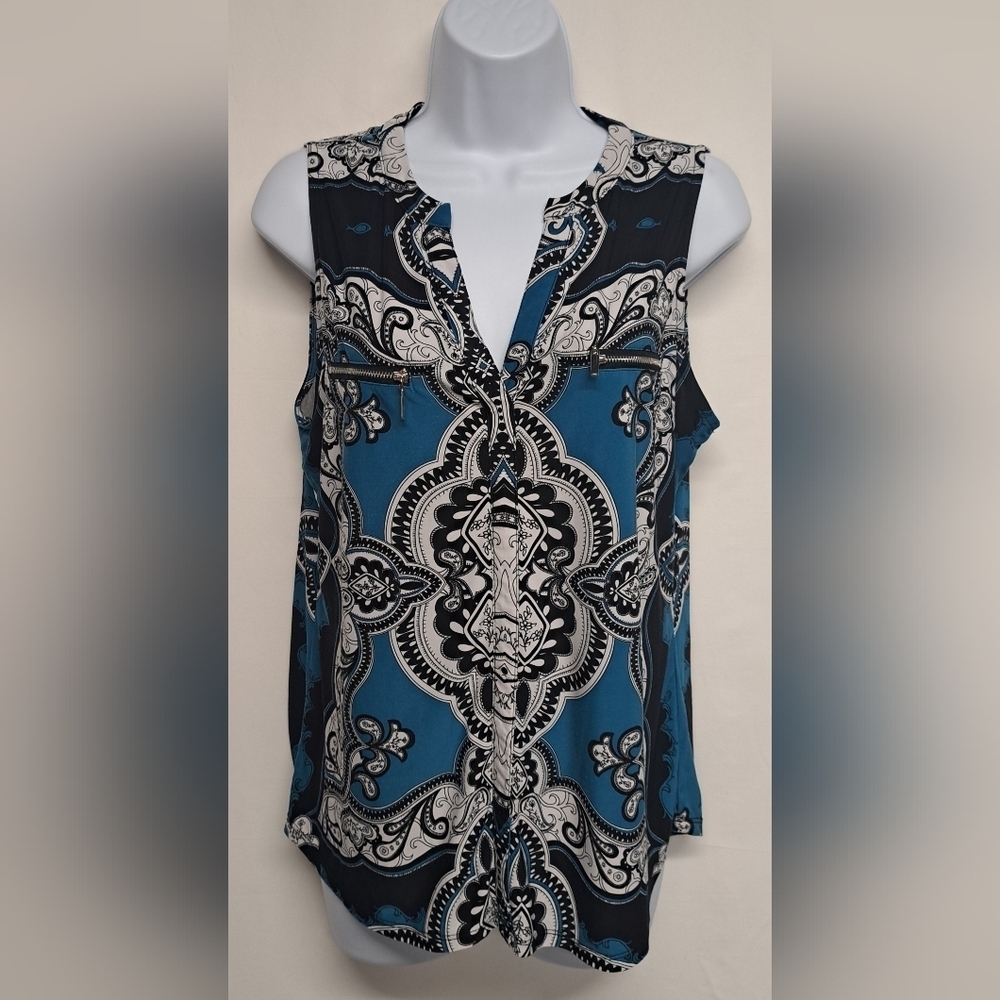 I.N.C. Petites P/L Slinky Stretch Knit Top Sleeveless Pullover Faux